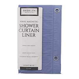 Dependable Industries inc. Essentials Extra Long Magnetic Bottom Shower Curtain Liner with 84 inches Height x 72 Inch with Metal Grommets (Light Blue)