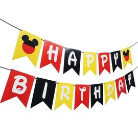 Cartoon Mouse Birthday Party Banner, Cartoon Mouse Style Bunting, Cartoon Mouse Themed Birthday Party Supplies