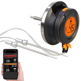 Rosenstein & Söhne Grill Thermometer: Smart Digital Grill Thermometer, Conversion Kit, 2 Sensors, BT, App (Grill Lid Thermometer, Digital Grill Thermometer, Grill Cover)