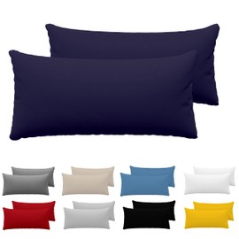 Dreamzie Pillowcases, 40 x 80 cm (Set of 2), 100% Jersey Cotton, 150 g/m², Dark Blue, for 40 x 80 cm Cushions, Resistant and Hypoallergenic