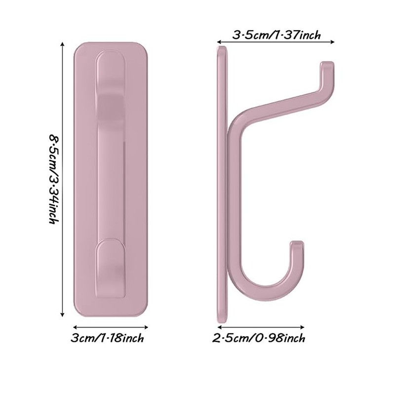 Self-Adhesive Wall Hooks, Pink, ABS Material, No-Hole Design, Waterproof Utility