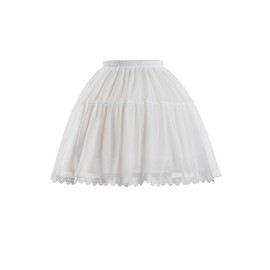 ROSE IN THE BOX Women'S Petticoat 50s 2 Levels Hoopless Short Length Tulle Crinoline Underskirts Dress Bubble Skirt Above Knee White