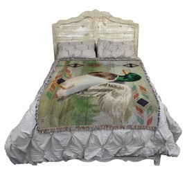 Pure Country Weavers Animals Lodge Mallard Duck Blanket by Nicole DeCamp - Wildlife Lodge Cabin Gift Tapestry Throw Woven from Cotton - Made in The USA (72x54)