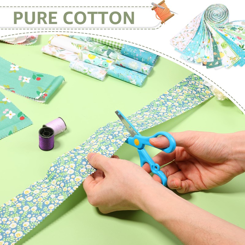 40Pcs Strip Jelly Roll Fabric Strips for Sewing,Soft Cotton Quilting
