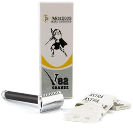Van De Boos® "Grande" Safety Razor Set Including 20 Astra Razor Blades - Safety Razor Wet Razor with 2-Sided Blade Head and 3-Piece System with Closed Comb (Men and Women Razor)