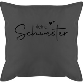 Kissen 50x50 - Kleine Schwester - Little Sister - 50 x 50 cm - Grau - Geschenk Lil sis schwesterherz Geschenke für 2023 Schwestern 2024 2025