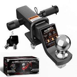 AUTMATCH Trailer Hitch Ball Mount with 2 Inch Hitch Ball - Fits 2" Receiver with Hitch Tightener, 8000Lbs Capacity Ball Hitch, 2-Inch Drop with 5/8" Hitch Lock Pin, Gunmetal