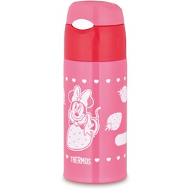 Thermos FHL-403FDS SBP Vacuum Insulated Straw Bottle, 13.5 fl oz (400 ml), Minnie, Strawberry Pink, For Cold Retention