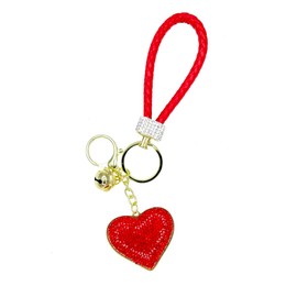 VLNET Heart Shaped Key Ring with Rhinestones. Keyring with Carabiner and Split Split Ring, Rhinestone, Enamel, Glitter. Gift Idea. Valentine's Day, Mother's Day, Friend. Unisex, silver, One size