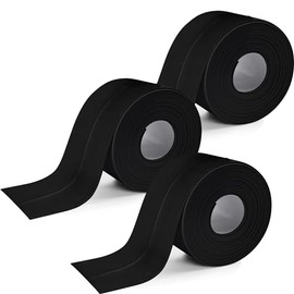 3 rollos de cinta autoadhesiva de 1.5 pulgadas para calafatear el inodoro, tira de calafatear el baño, tira de calafatear y pegar la tina, 10.5 pies cada rollo (negro)