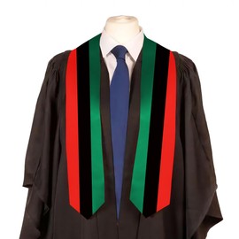 Pan African Flag Graduation Stole Satin Stole Scarf for Study Aboard International Students 72" Length