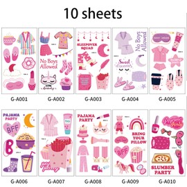 Pink Tattoo Stickers - 80Pcs Floral Design Temporary Body Art for Face, Arms & Skin | Perfect for Parties, Pajama Nights & Events (12 Sheets)"