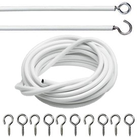 The Textile House Net Curtain Wire. 5 Metre Length. Includes 5 Eyes 5 Hooks