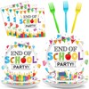 CHUNNIN 96Pcs End of School Party Paper Plates and Napkins