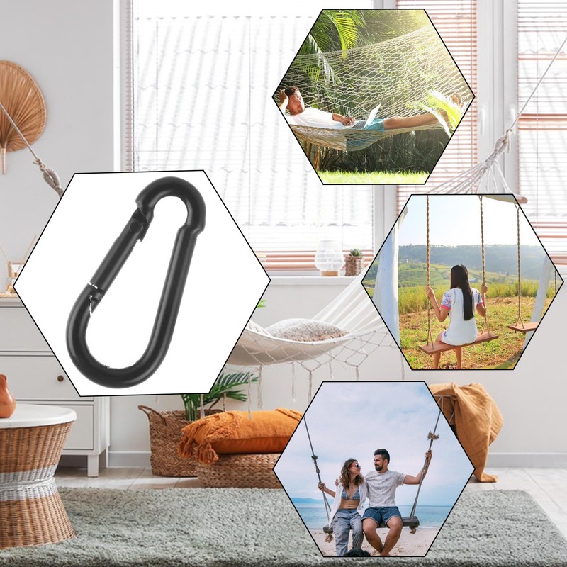 MIVIDE 100 Pack M4 Black Carabiner Clip Spring Snap Hook,