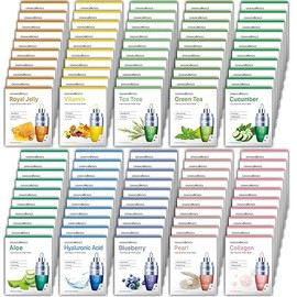 【Orangeroses】 100 Pcs Combo Pack, Premium Korean Essence Facial Mask Sheet (10 Types x 10 pcs)