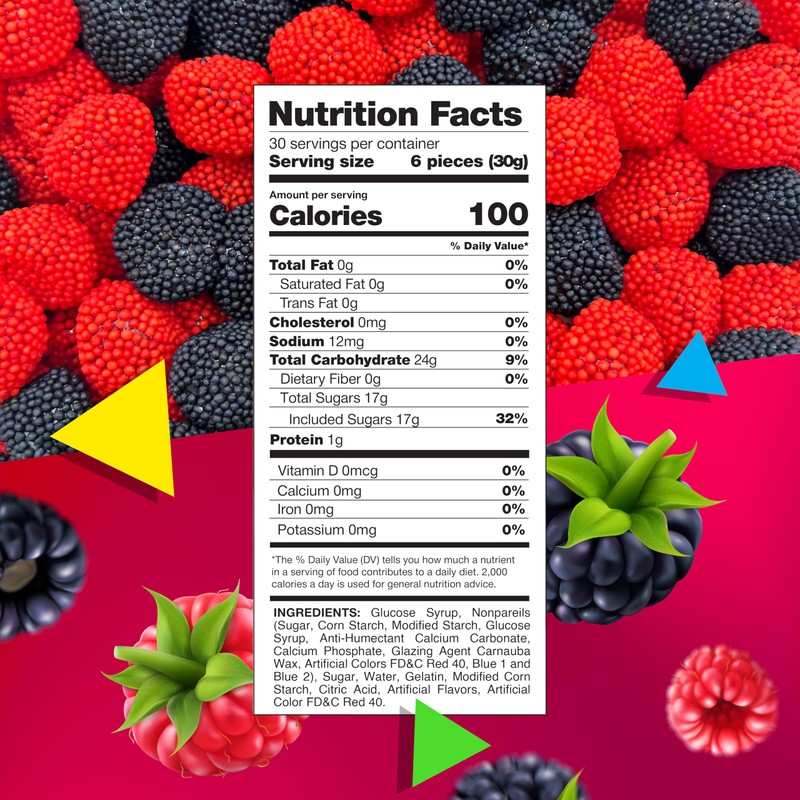 Berries Gummy Candy | 2 Pound Bag | Red and