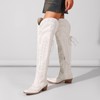 Krypthixor White Thigh High Cowboy Boots With Lace Up Over