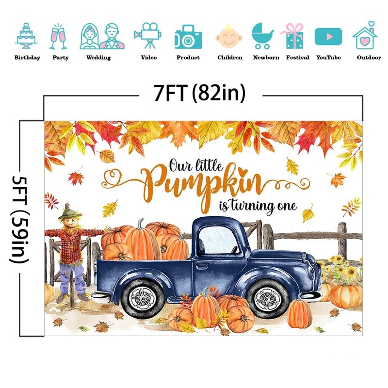 Mocsicka Little Pumpkin is Turning One Backdrop Pumpkin Truck First