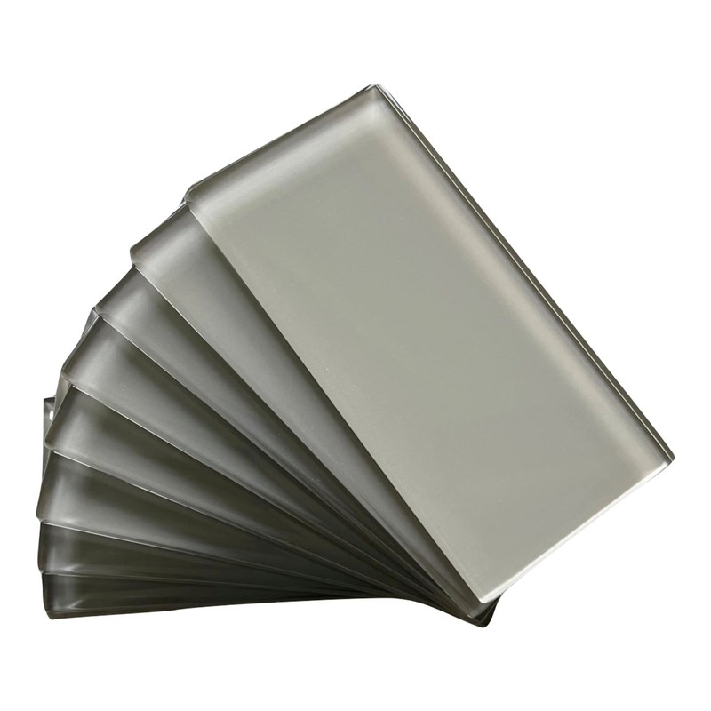 3x6 Cool Gray Color Wave Glass Tile - CW04 Sliver