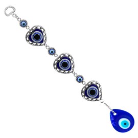 Blue Evil Eye Hanging Decoration,Nazar Evil Eyes Amulet Wall Hanging Home Protection and Blessing Decor,Ojo Turco Para Casa (heart-shaped)