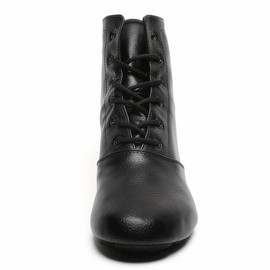 Black Split Sole Jazz Boots Leather Dancing Shoes for Girls Boys (Toddler/Little Kid/Big Kid) (6.5 Big Kid）