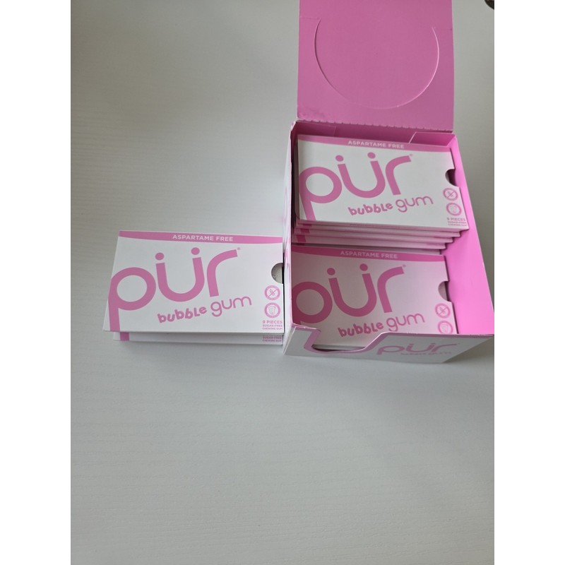 PUR Sugar Free Bubblegum Chewing Gum 12 Count Xylitol Vegan