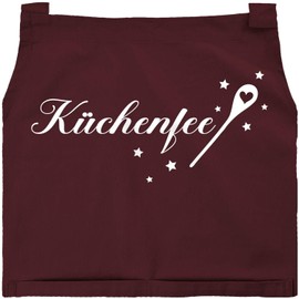 SpecialMe® Cooking Apron Women's Kitchen Apron for Women Printed Kitchen Fairy Baking Apron Cotton, Bordeaux-white.