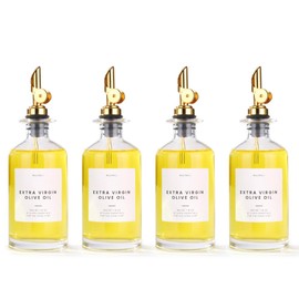 Molimoli Glass Olive Oil Cruet Set - 350ml Bottles With Weighted Pourers, Set of 4