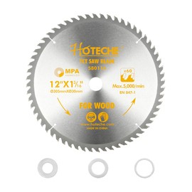 Hoteche 12-Inch Circular Saw Blade for Wood 60-Tooth Tungsten Carbide-Tipped Blade High-Performance Professioal Saw Blade for Miter Saw and Table Saws with 1-inch, 13/16-inch, 5/8-inch Arbor