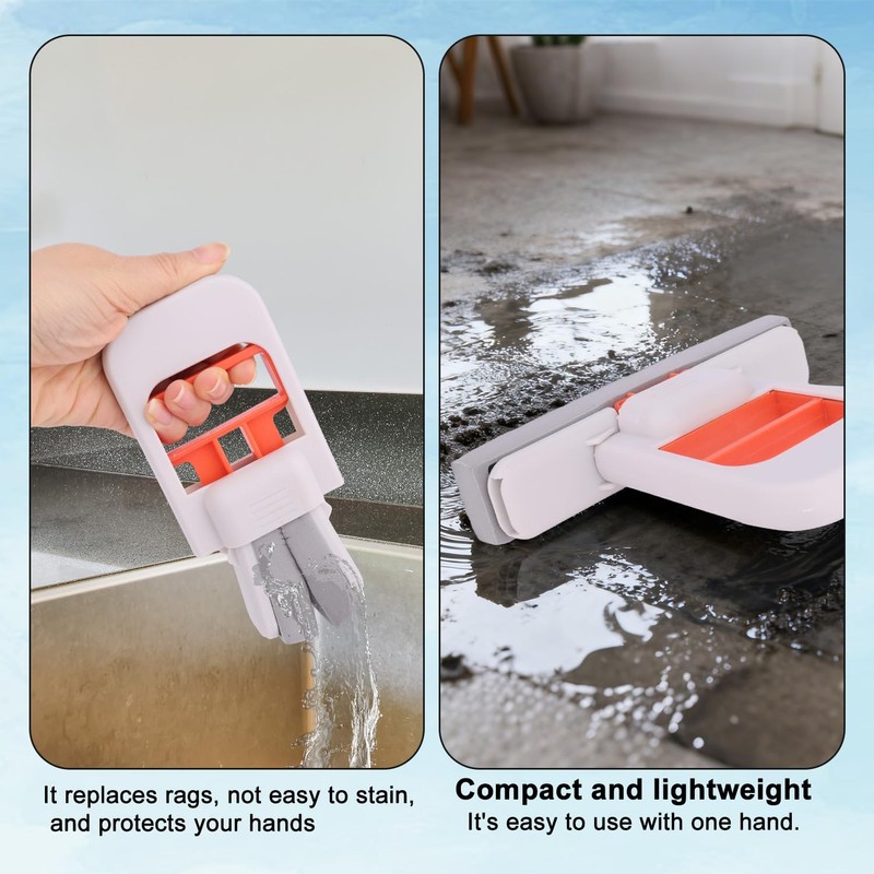 Mini Desktop Mop, Foldable Self-Squeeze Sponge Cleaning Tool Wet &
