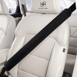 LACDL Extra Long Seatbelt Cover Super Soft Furry for Adults Kids Women & Men, Thick Plush Full Car Seat Belt Strap Cushion, Fluffy Shoulder Pad Protector, Auto Interior Accessories, 1pc, Black, 25.5in