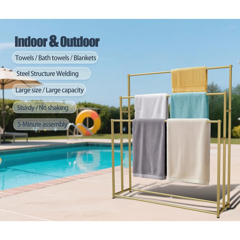 NEICELLE 3 Tier Standing Towel Rack - Extra Wide Large