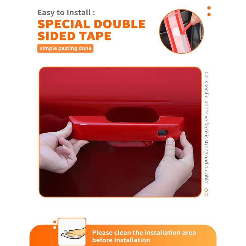 Savadicar 4-Piece Red Door Handle Cover Trim Set for 2021-Present