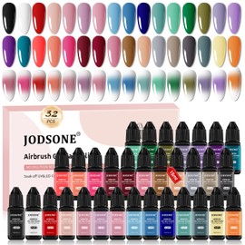 JODSONE 32 Colors Airbrush Gel Nail Polish, No Dilution Gel Nail Polish Strong Coverage, Highly Saturated Colors Ideal for At-home Salon Use