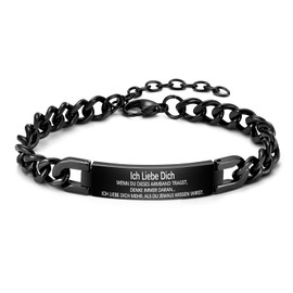 PDTU Gifts for Men, Engraved Stainless Steel Bracelet for Men, Son, Brother, I Love You, Gift for Men, Son, Brother for Birthday, Christmas, Father's Day, Graduation, Stainless Steel, No gemstone