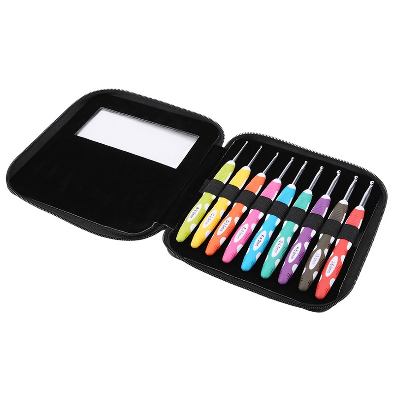 9PCS Crochet Hooks Set Knitting Smooth Needle Tools Ergonomic Plastic