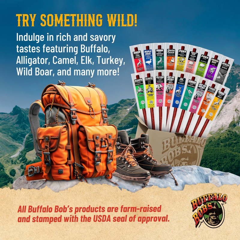 Buffalo Bob's Wild Game Meat Snack Stick - Alligator Cajun