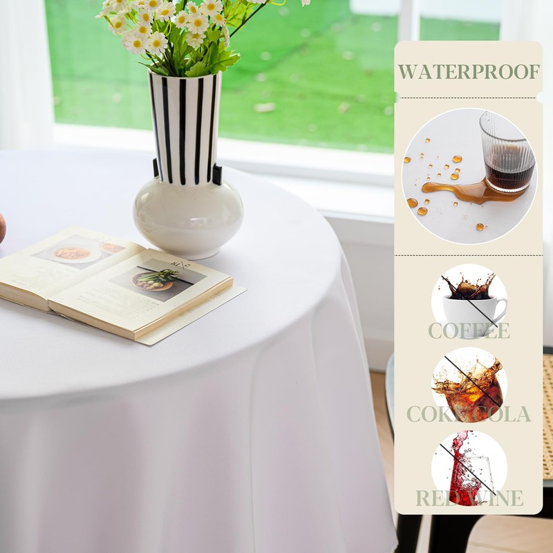 BYDOLL Table Cloth Round 60 Inch Tablecloth Fits Max50 Inch