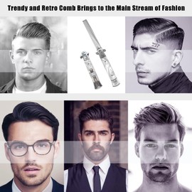 Foldable Pocket Comb, Stainless Steel Switchblade Comb Spring Jump Brush Switchblade Spring Pocket Oil Hair Comb Oil Hair Comb for Scalp Hair or Beard (Milky)