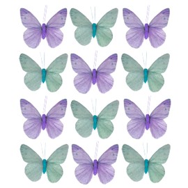 MIK funshopping Colourful Butterfly Clip On Decoration (12 Piece Set, Green/Purple)