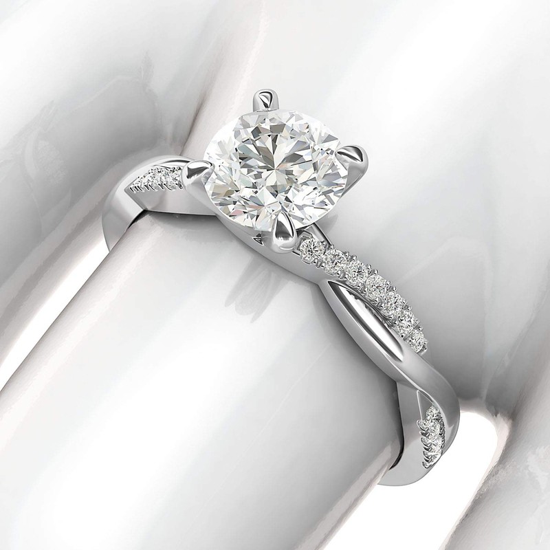 Sterling Silver 4-Prong Petite Twisted Vine Simulated 1.0 CT Diamond