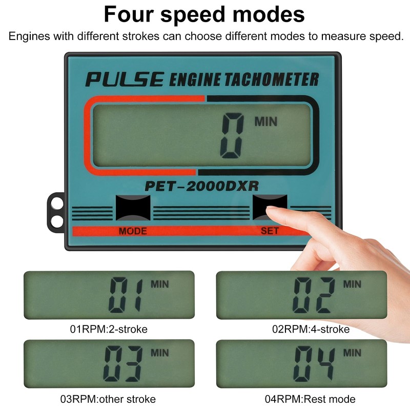 Small Engine Tachometer Digital Chainsaw RPM Gauge Tiny Tach Hour