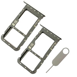 2X SIM Card Tray Slot Holder Micro SD Tray Replacement Parts for Motorola Moto G Power 2021 XT2117 with Eject Pin (Silver)