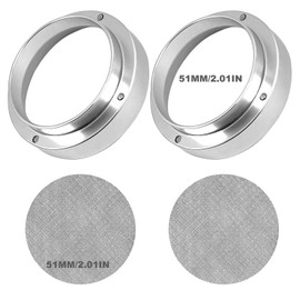 Pack of 2 Coffee Dosing Ring 51 mm, Coffee Dosing Ring, Universal Espresso Funnel, Coffee Dosing Ring, with 2 Puck Screens, Aluminium Portafilter Accessories for 51 mm Portafilter Barista Accessories