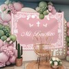 AIBIIN Mi Bautizo Banner Backdrop for Girl Pink Mexican Baptism