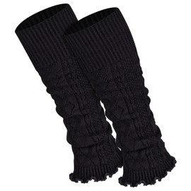 Piarini ® Women's Knit Leg Warmers plain fashionable colour Leg Warmers One Size - Black - One Size
