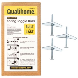 QUALIHOME Spring Toggle Bolt Anchors - Heavy Duty Wall Anchors for Hanging Items w/Hollow Walls & More - Stainless Steel Hollow Wall Anchor for Frames, Shelves, Mirrors & More, 20 Pack (3/16" x 2")