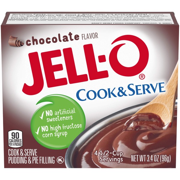 Jell-O Cook & Serve Chocolate Pudding & Pie Filling Mix (24 ct Pack, 3.4 oz Boxes)