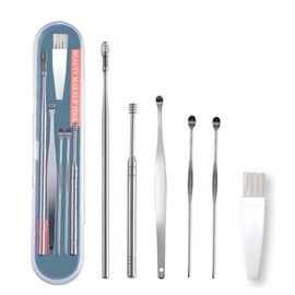 Stainless Steel Spring Spiral Earwax Remover 6-Piece Set Cleaning 7ea